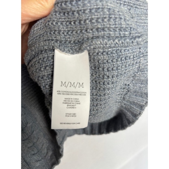 Cabi Short & Sweet Blue Cable Knit Cropped 3/4 Sleeve Sweater Womens Medium - Picture 5 of 7